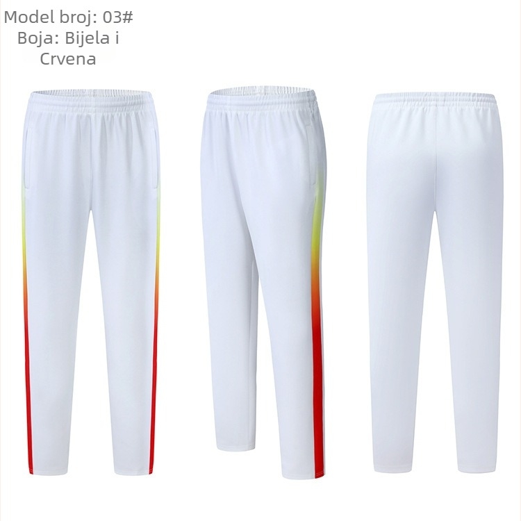 Unisex prugasti sportski set — dugačko rukav jakne i hlače za trčanje, badminton i tenis (jesen/zima/proljeće) — tkanina južno-korejska svila-poliester (92% poliester)