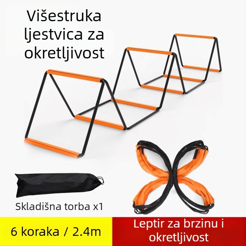 Ljestva agilnosti od nehrđajućeg čelika, sklopiva i pohranjiva, s međusobnim povezujućim sustavom, trening alat za nogomet i trčanje, prilagodljiv