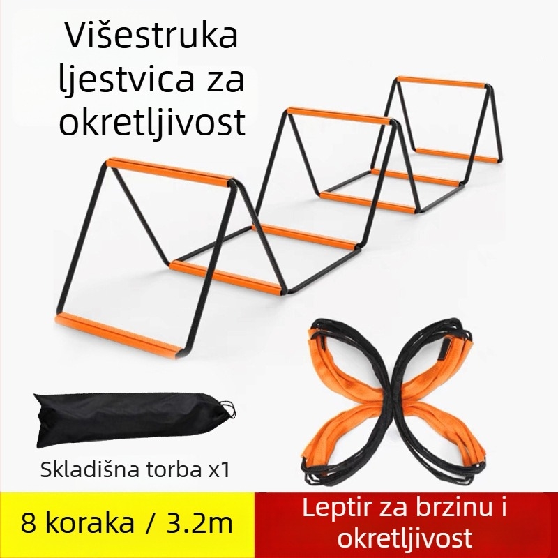 Ljestva agilnosti od nehrđajućeg čelika, sklopiva i pohranjiva, s međusobnim povezujućim sustavom, trening alat za nogomet i trčanje, prilagodljiv