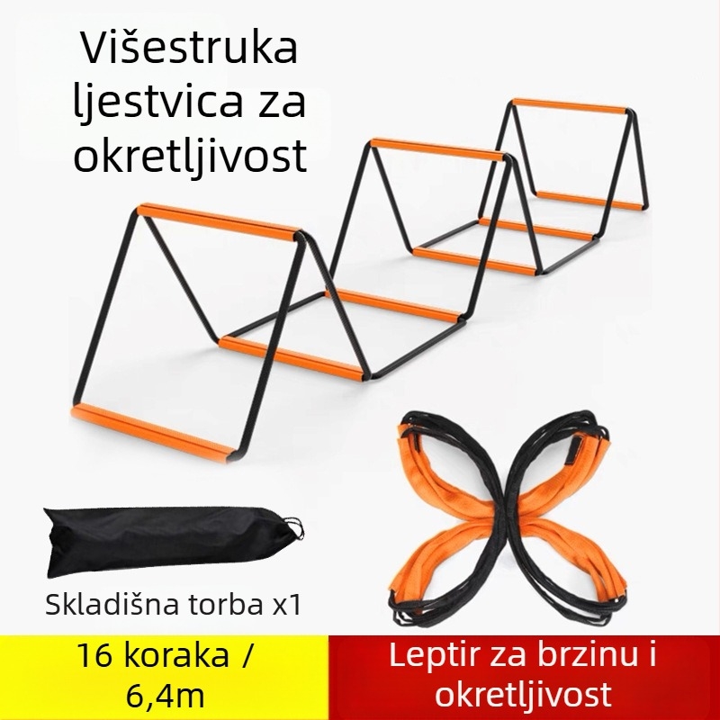 Ljestva agilnosti od nehrđajućeg čelika, sklopiva i pohranjiva, s međusobnim povezujućim sustavom, trening alat za nogomet i trčanje, prilagodljiv