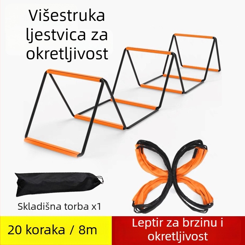 Ljestva agilnosti od nehrđajućeg čelika, sklopiva i pohranjiva, s međusobnim povezujućim sustavom, trening alat za nogomet i trčanje, prilagodljiv