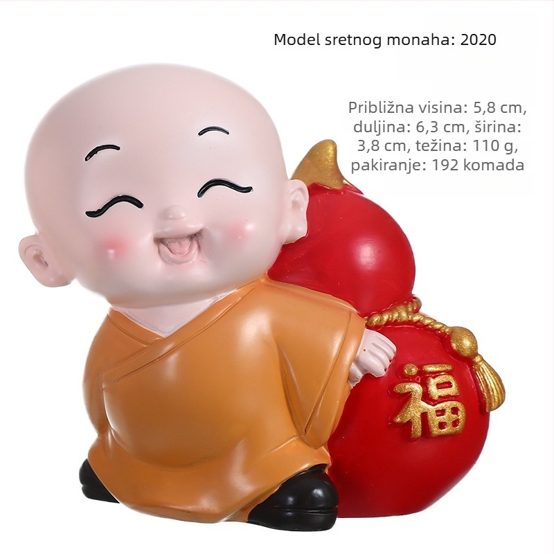 Figurica monaha od smole u kineskom stilu, karikatura dekoracija, dar za dom