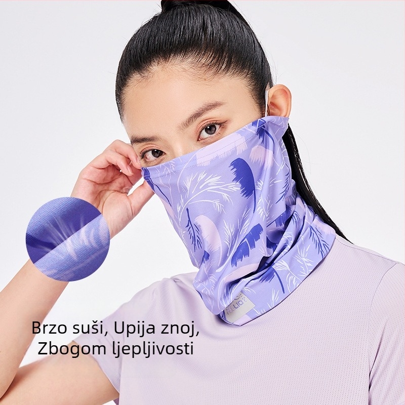 Vanjski šal za glavu - zaštita od sunca, otporan na vjetar i pijesak, cvjetni uzorak, mješavina poliestera/spandeksa, unisex; pogodno za biciklizam i planinarenje