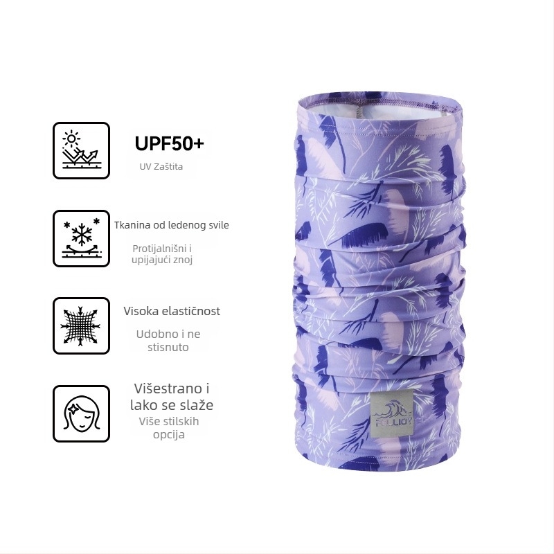Vanjski šal za glavu - zaštita od sunca, otporan na vjetar i pijesak, cvjetni uzorak, mješavina poliestera/spandeksa, unisex; pogodno za biciklizam i planinarenje