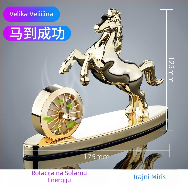 Auto solarni rotirajući konjski ukras od čelika, s mirisom i uklanjanjem mirisa, Frambo, jednostavan stil, u kutiji
