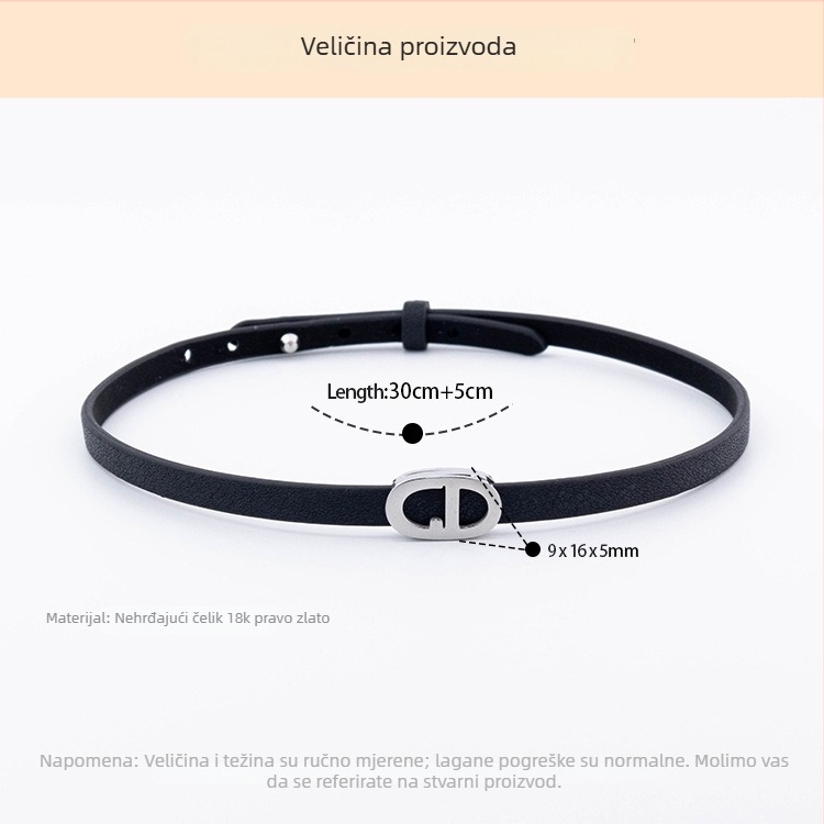 Choker ogrlica s umjetnom kožom, privjesak od 304 nehrđajućeg čelika, tekstni motiv, ručno polirano