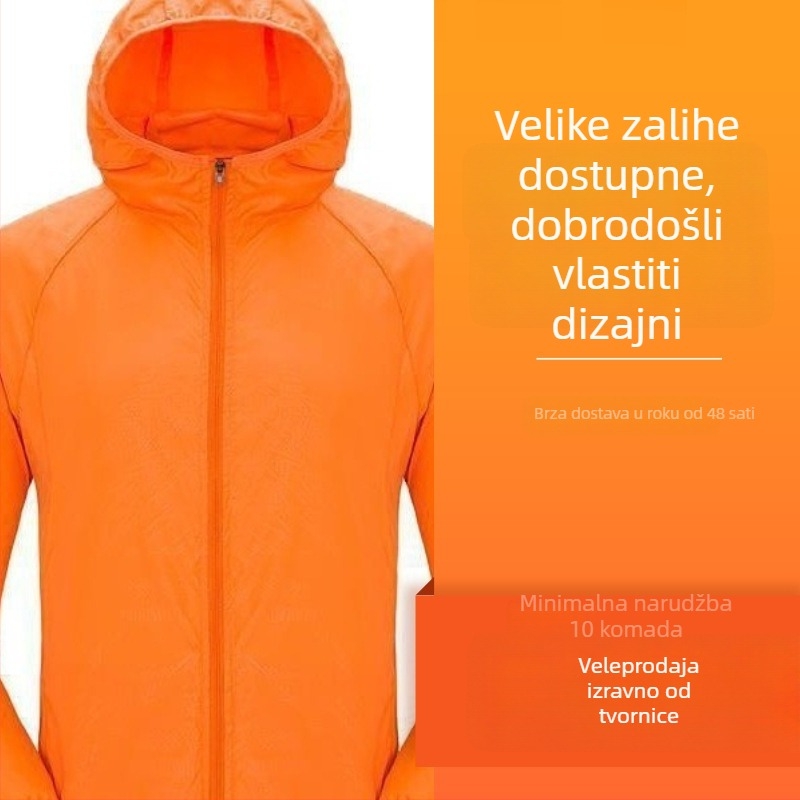Unisex vanjska jakna s UPF 30, lagana, jednostruka, od bambusovog vlakna, s kapuljom