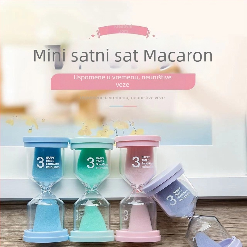 Macaron Time pješčani sat – ručno izrađeni stakleni stolni ukras, moderan minimalistički dizajn