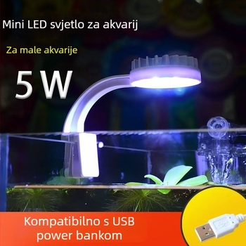 Akvarijsko svjetlo s punim spektromom, USB klip-on, za rastline, Betta i koralje, 5W, ABS