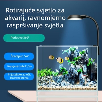 Akvarijsko svjetlo s punim spektromom, USB klip-on, za rastline, Betta i koralje, 5W, ABS