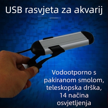 Akvarijsko svjetlo s punim spektromom, USB klip-on, za rastline, Betta i koralje, 5W, ABS