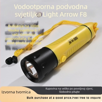 Light Arrow F8 potopna svjetiljka — IP68, LED osvjetljenje, kućište od aluminijske legure + inženjerska plastika, vijek trajanja baterije 6–7 sati, pogodna za otvoreno ronjenje, spašavanje, kampiranje i ribolov