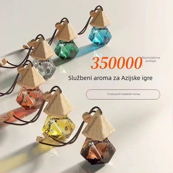 Privjesak za automobilsu aromaterapiju s staklenim držačem parfema, miris cvijeća i čaja, viseći dizajn, prilagodljivo, isparavanje 31–60 dana