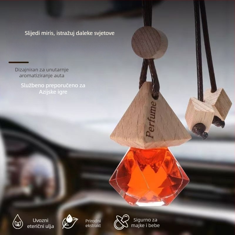 Privjesak za automobilsu aromaterapiju s staklenim držačem parfema, miris cvijeća i čaja, viseći dizajn, prilagodljivo, isparavanje 31–60 dana
