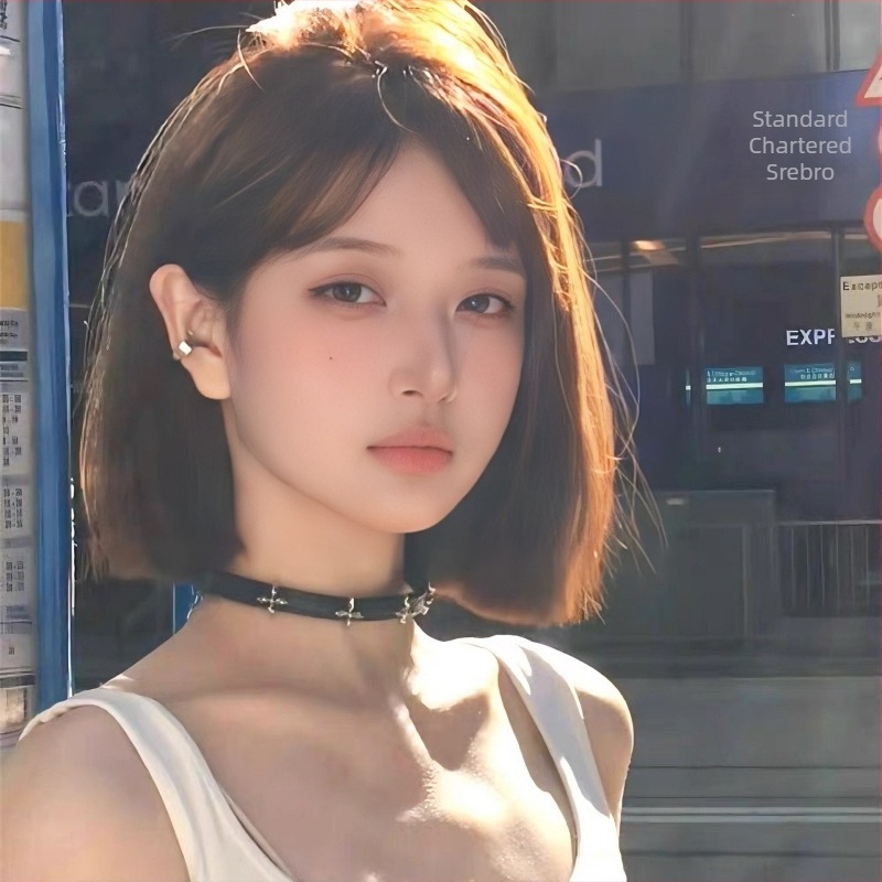 Kožni križni ogrlica s običnim lancem, privjesak od legure, stil sladak i osvježavajući, geometrijski dizajn u obliku slova U