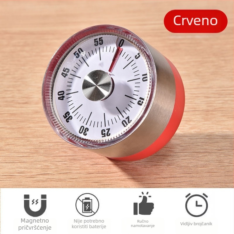 Vizualni mjerač vremena i alarmni sat: elektronički pogon, digitalni prikaz, baterijsko napajanje, plastično kućište, kvadratni oblik