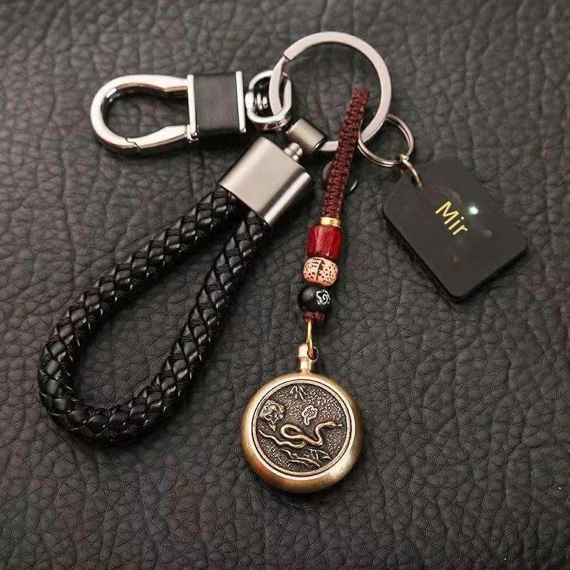 Privjesak za ključe s rotirajućim zodijskim talismanom sreće, zaštita od gubitka, za auto ključeve, za parove, nehrđajući čelik, kineski stil