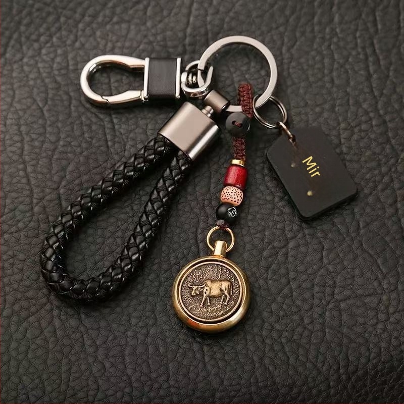 Privjesak za ključe s rotirajućim zodijskim talismanom sreće, zaštita od gubitka, za auto ključeve, za parove, nehrđajući čelik, kineski stil