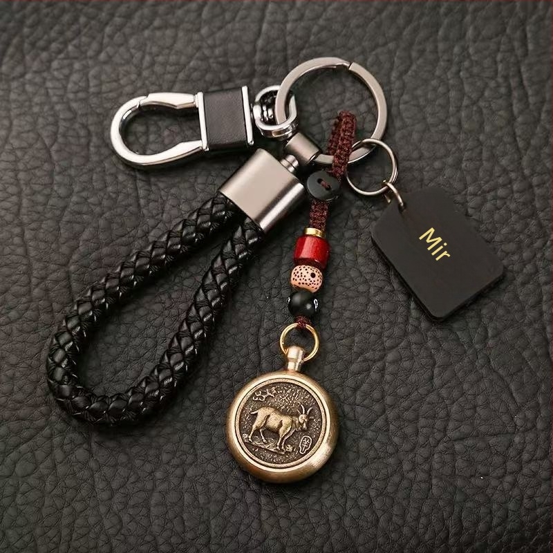 Privjesak za ključe s rotirajućim zodijskim talismanom sreće, zaštita od gubitka, za auto ključeve, za parove, nehrđajući čelik, kineski stil