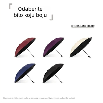 Sklopiva kišobran, ručno otvaranje i zatvaranje, metalni okvir s 12 rebara, UV zaštita UPF50+, vodootporan