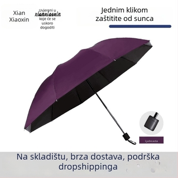 Sklopiva kišobran, ručno otvaranje i zatvaranje, metalni okvir s 12 rebara, UV zaštita UPF50+, vodootporan