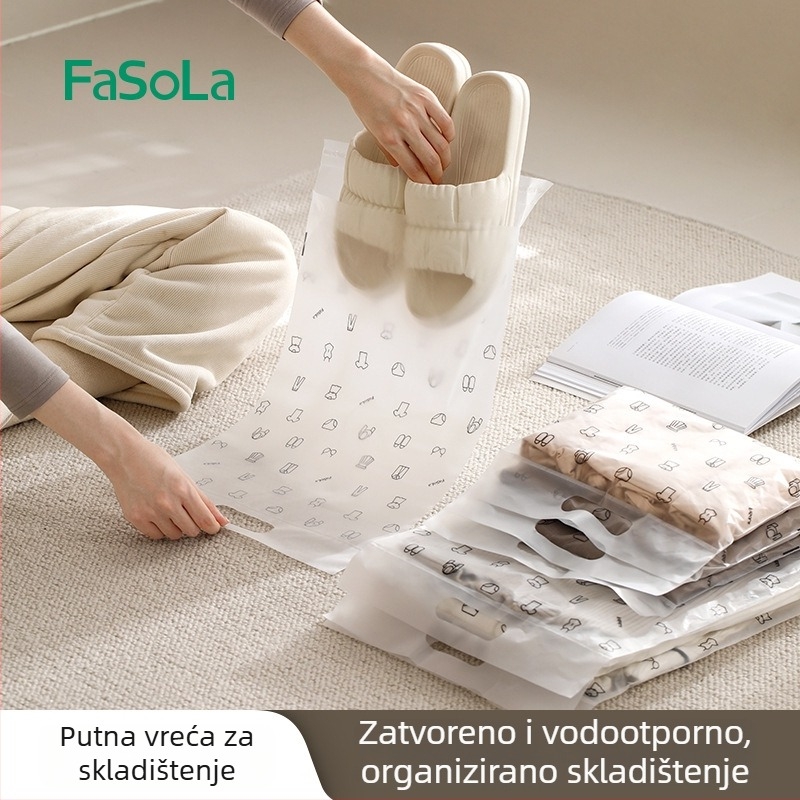 FaSoLa Putna skladišna torba, oblik torbe s ručkom, PE materijal, vodootporno zatvaranje, višenamjenski organizator za ciple, donje rublje i odjeću