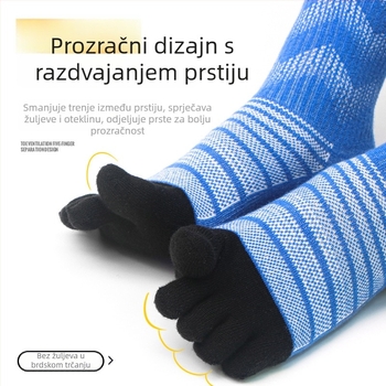 Čarape s pet prstiju za trčanje i planinarenje, prozračne, brzo se suše, mješavina merino vune: 39,3% merino vuna, 42,6% akril, 15,6% najlon, 2,5% elastan