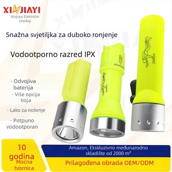 LED ronilačka svjetiljka za istraživanje špilja, visoka svjetlina, 5 baterija, 5W, magnetsko upravljanje, domet 100–200 m