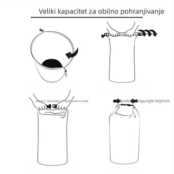 Roll-top vodootporna vanjska torba, ultra lagana vreća za planinarenje, za plažu, morsko plivanje i rafting na rijeci, kapacitet 1–14 L, materijal: Oxford tkanina