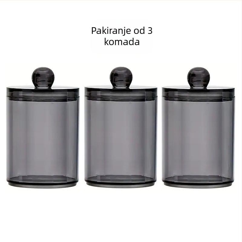Polistirenska okrugla kutija za pamuk diskove i štapiće za uklanjanje šminke s poklopcem, 500 ml, slaganje, model gfg566