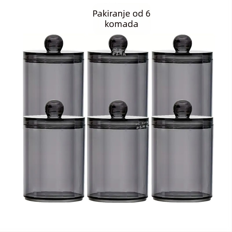 Polistirenska okrugla kutija za pamuk diskove i štapiće za uklanjanje šminke s poklopcem, 500 ml, slaganje, model gfg566