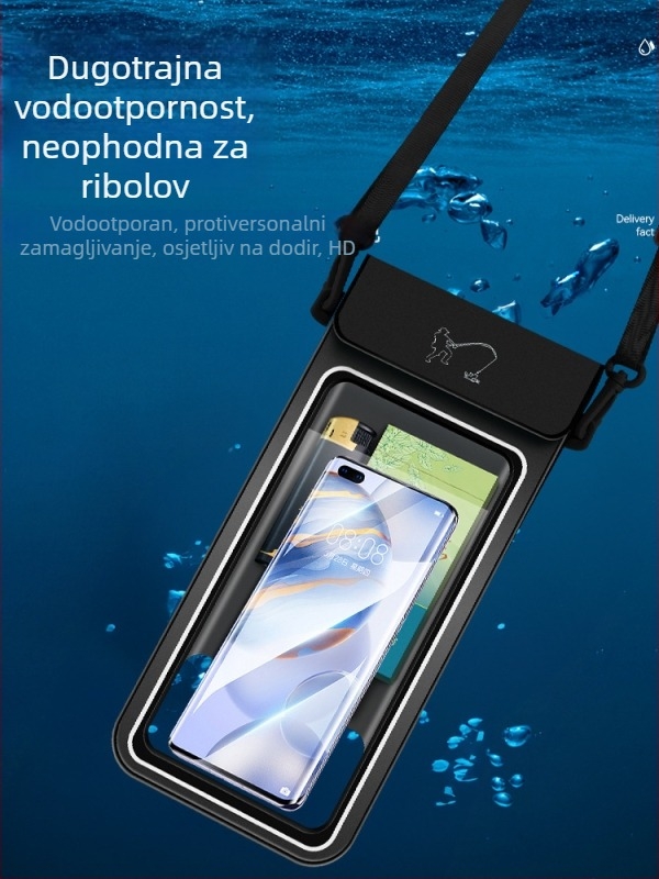 TPU vodootporna futrola za telefon s dodirnim zaslonom, podvodno snimanje, visoka prozirnost, kaiš za vrat