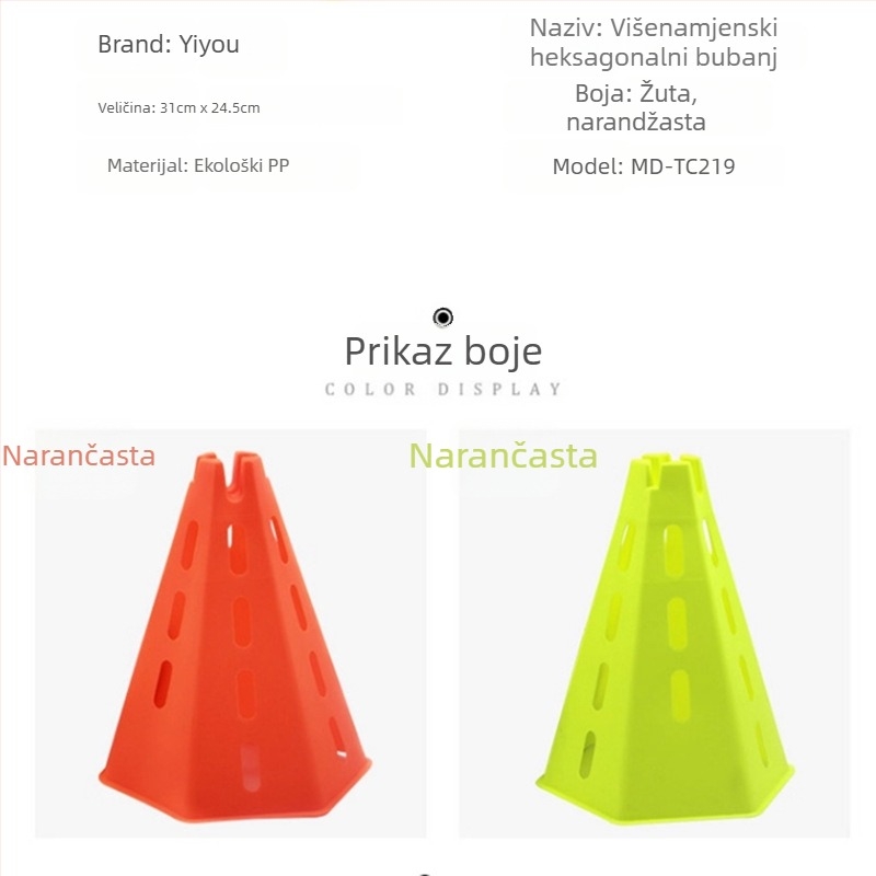 Set trenerskih pomagala za nogomet: prepreke za trening, markeri za označavanje, markeri za košarku, rekviziti za sladoled, dječje prepreke za taekwondo. Marka Yi Hang.