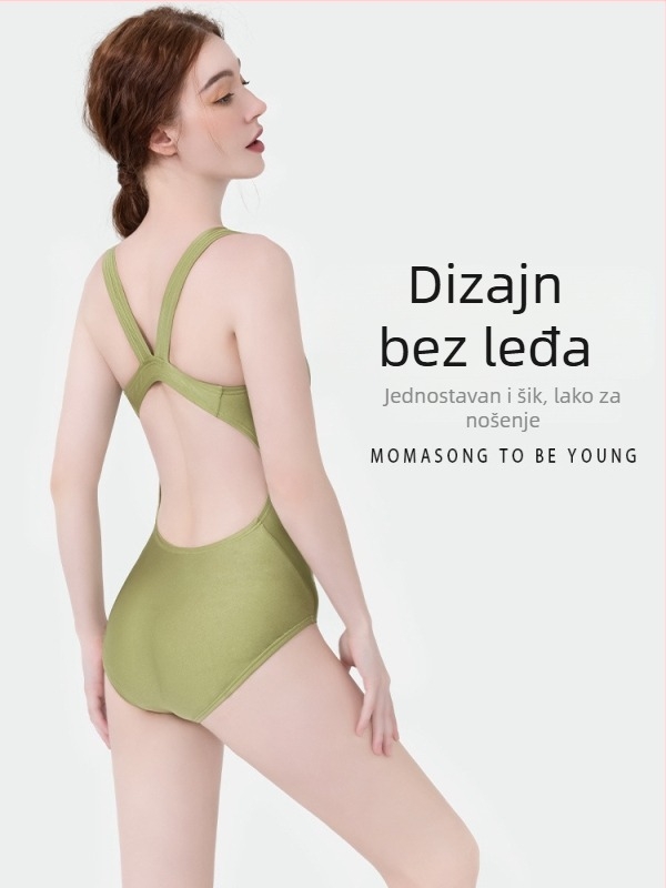 Ženske jednodijelne kupaće kostime — visok struk, jednostavan jednobojni uzorak, s jastučićem za prsa, materijal najlon/spandeks (84/16), 200 g; podstava poliester/spandeks (90/10), bez rukava