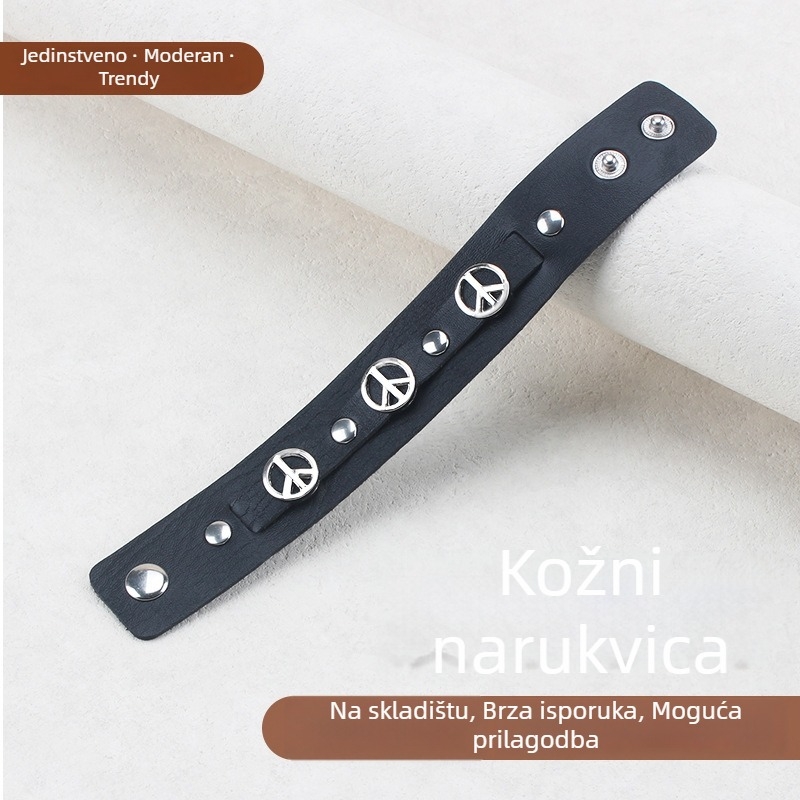 Muška narukvica - prstenastog oblika - materijali: željezo, cinka legura, nehrđajući čelik, PU; stil: euro-američki stil mode
