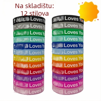Narukvice od silikona i gume s tekstnim ispisom, unisex, kružni oblik, sportski stil