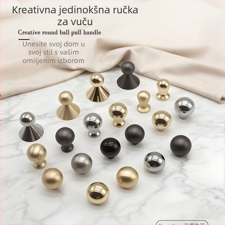 Ručka za vrata ormarića - francuskog stila, cinkova legura, lijevano pod pritiskom, sfernog oblika, površinsko ugradnja