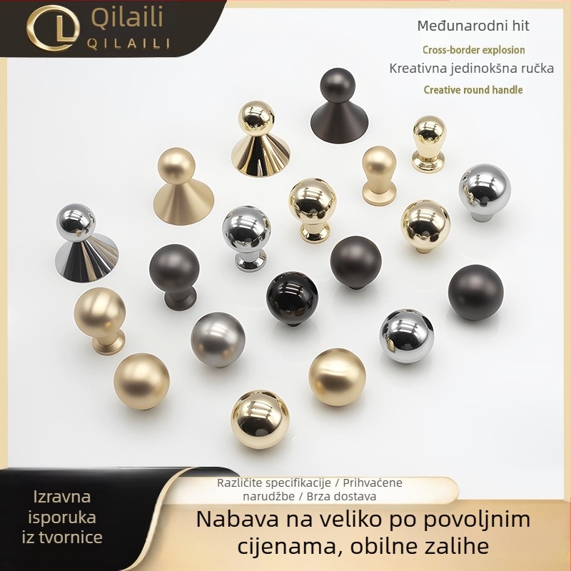 Ručka za vrata ormarića - francuskog stila, cinkova legura, lijevano pod pritiskom, sfernog oblika, površinsko ugradnja