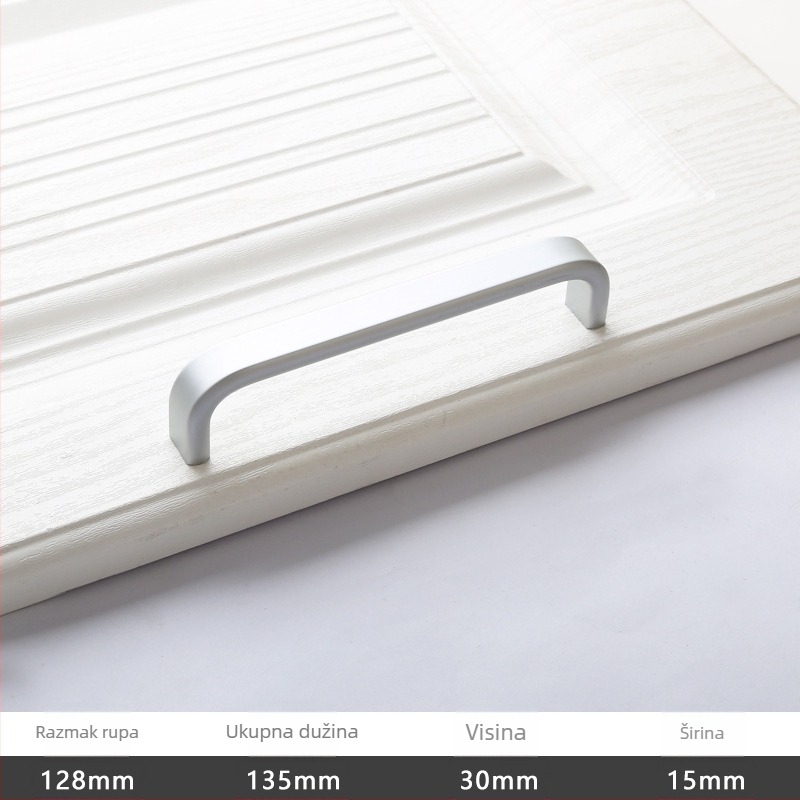 Drška za klizna vrata - aluminijska legura, oksidirano polirano završni sloj, model 203, OFECA, modern minimalistički stil, za klizna i drvena vrata
