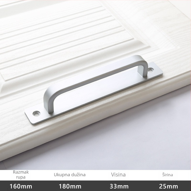 Drška za klizna vrata - aluminijska legura, oksidirano polirano završni sloj, model 203, OFECA, modern minimalistički stil, za klizna i drvena vrata