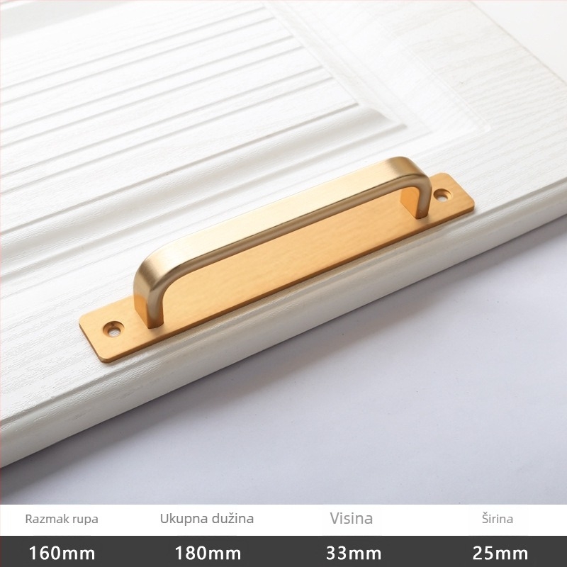 Drška za klizna vrata - aluminijska legura, oksidirano polirano završni sloj, model 203, OFECA, modern minimalistički stil, za klizna i drvena vrata