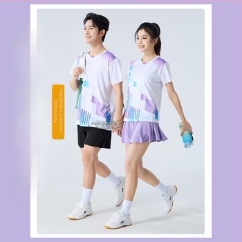 Unisex brzi sušeći trening-top za badminton i stolni tenis – prozračan poliester, protivklizni, zaštita od sunca