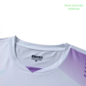 Unisex brzi sušeći trening-top za badminton i stolni tenis – prozračan poliester, protivklizni, zaštita od sunca