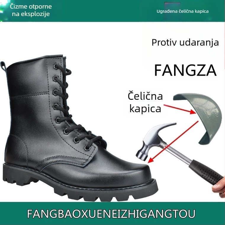 Unisex vunene voјničke čizme, s baršunastom podstavom, visokim vratom, čeličnim prstom i čeličnom potplatu (čelični prst, čelična potplata, vunena podstava, visok vrat, zima)