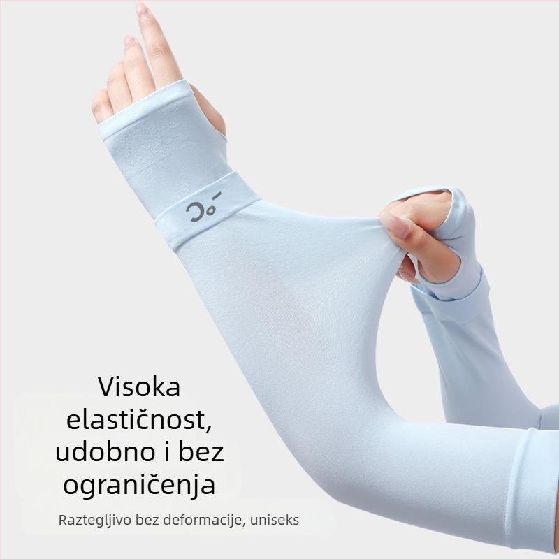 Rukavi za sunčevu zaštitu od ledene svile za vanjsku vožnju biciklom, UV zaštita, prozračnost, bezšivne, ljetni (Tkanina: ledena svila; Osnovni sastav: najlon; Sadržaj 81–95%)