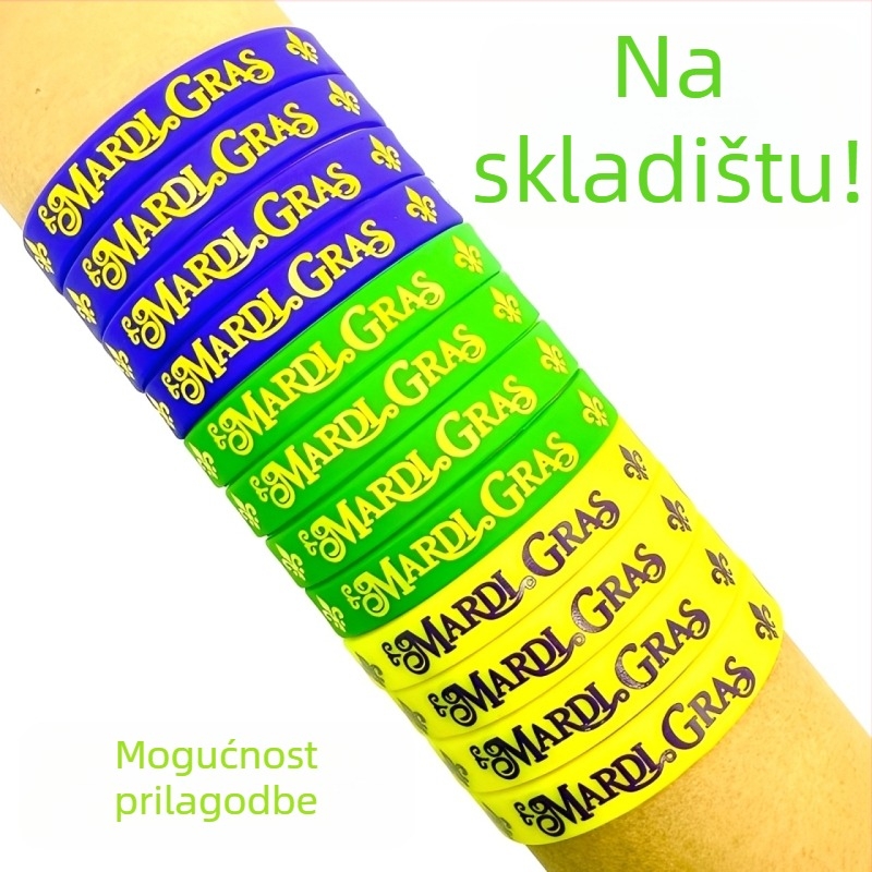 Silikonska narukvica Mardi Gras – okruglog oblika, sportski stil, unisex; marka Xyw, ispis logotipa Can