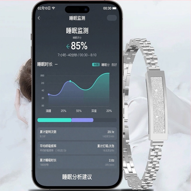 Pametna narukvica s praćenjem otkucaja srca, krvnog tlaka, zasićenja kisikom i analize sna, vodootporna