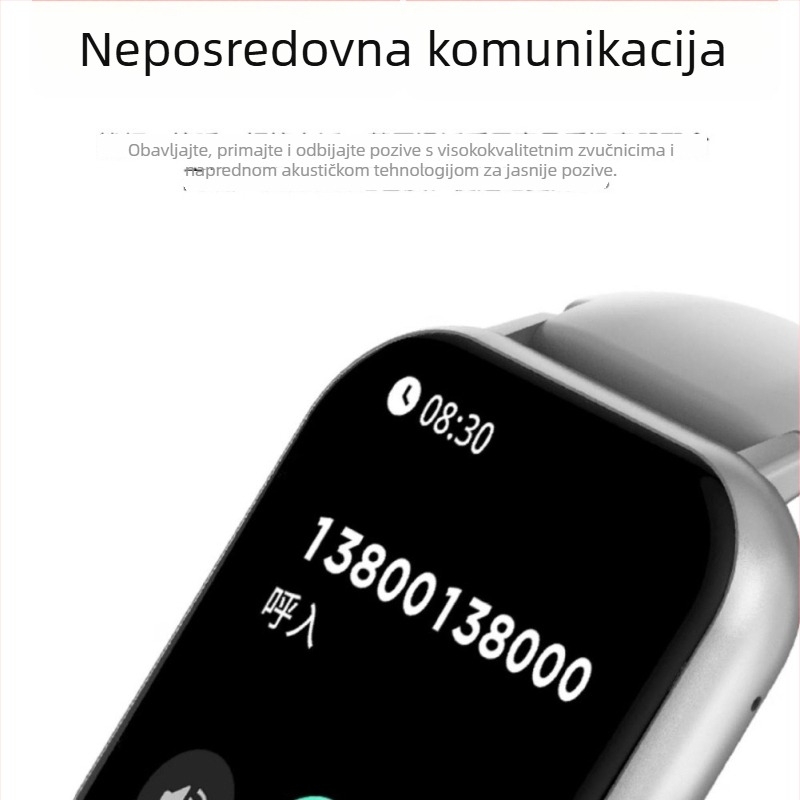 Bluetooth pametni sat – zdravstveni partner, unisex narukvica s silikon remenom – Praćenje otkucaja srca, detekcija razine kisika u krvi, NFC, Bluetooth pozivi, trajanje baterije do 7 dana