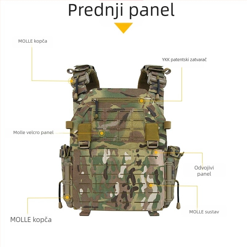 Taktična kamuflažna veste s 1000D najlonom, kvadratna kopča od aluminijske legure, kamuflažni uzorak, elastični skriveni remen, unisex