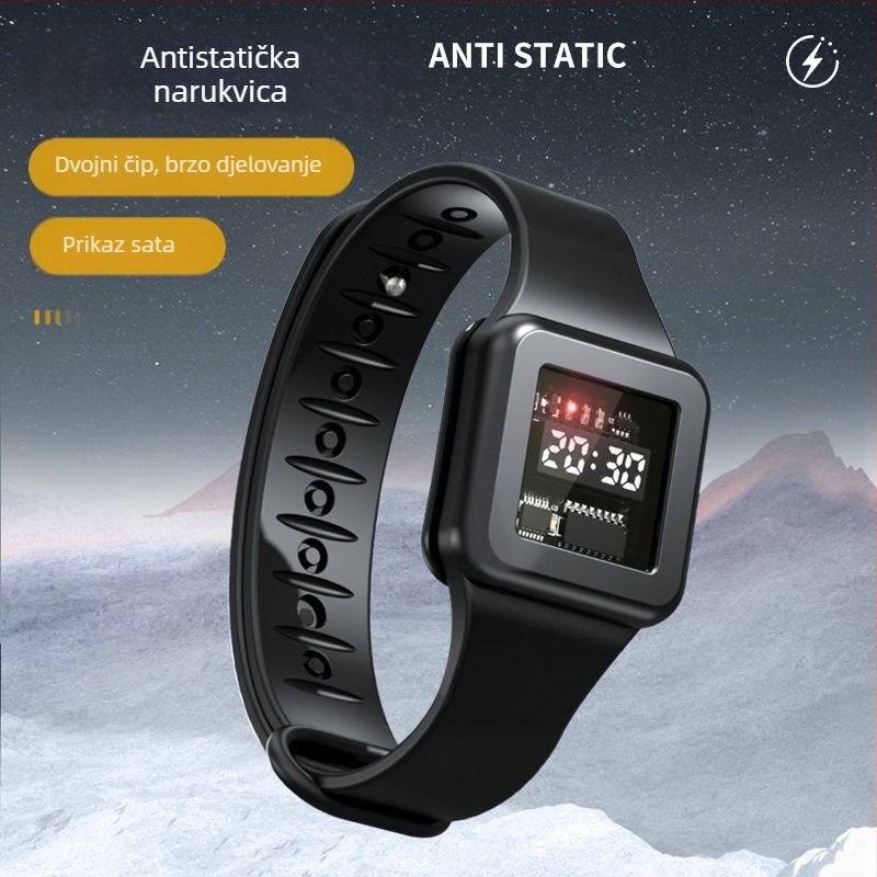 Dječja antistatička narukvica, USB punjenje, silikonska traka, 90 mAh, trajanje baterije 15–21 dana, gumbno upravljanje, sportski dizajn